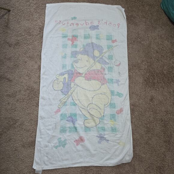 Vintage Winnie Pooh Towel 90s Disney Poohs Adventure Bear Bath Pool 28 x 52 in - Picture 7 of 9